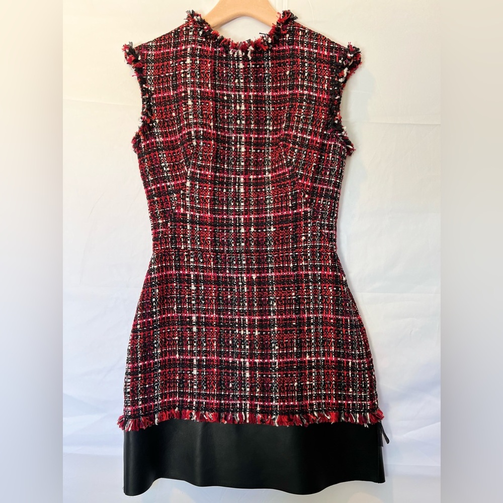 Alexander McQueen Leather Trim Tweed Mini Dress pristine condition